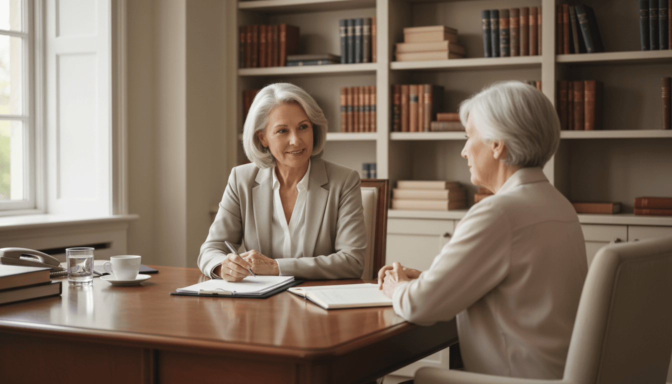 Compassionate probate attorney consulting with client