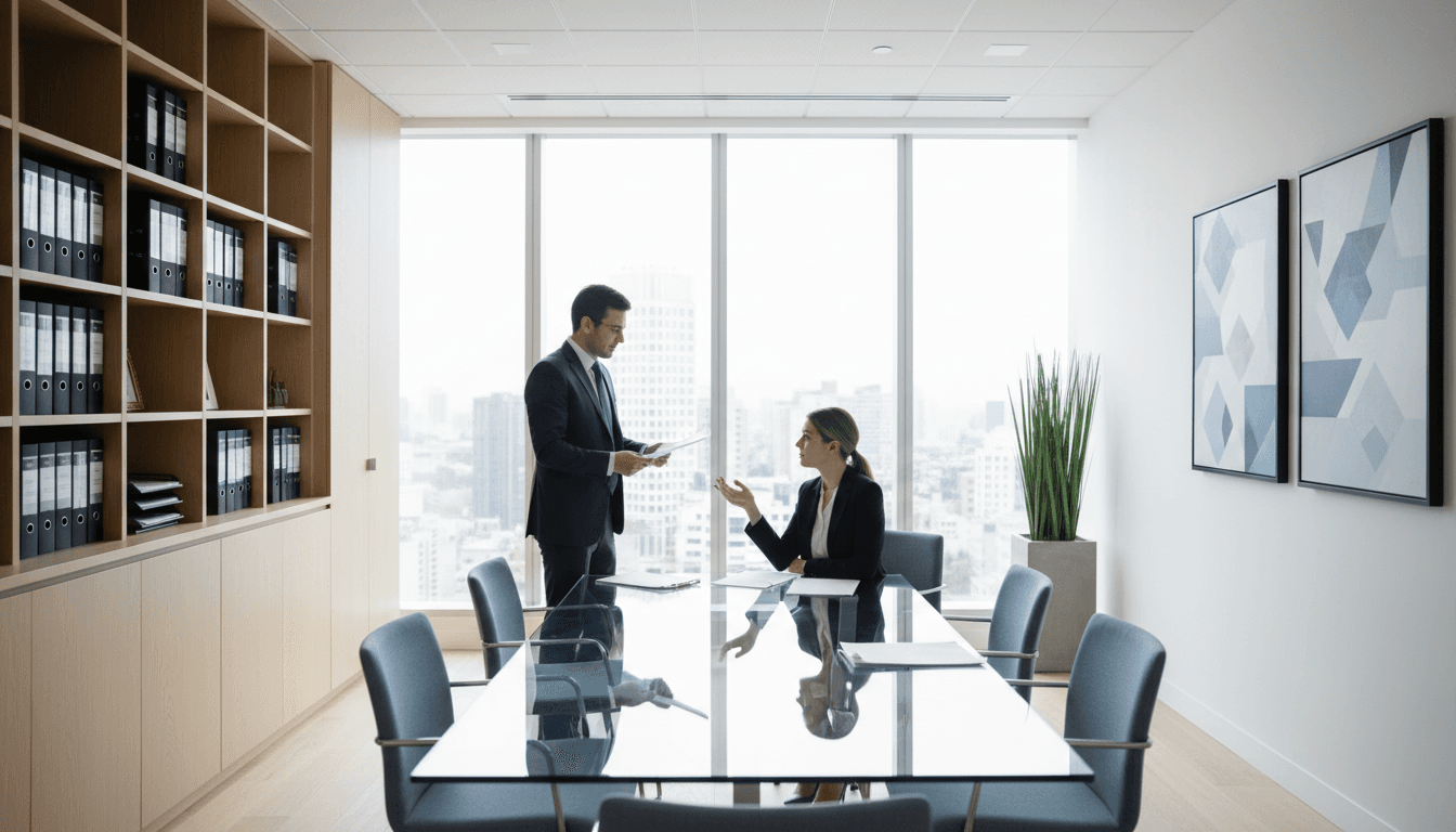 Attorney reviewing probate documents with client during consultation meeting
